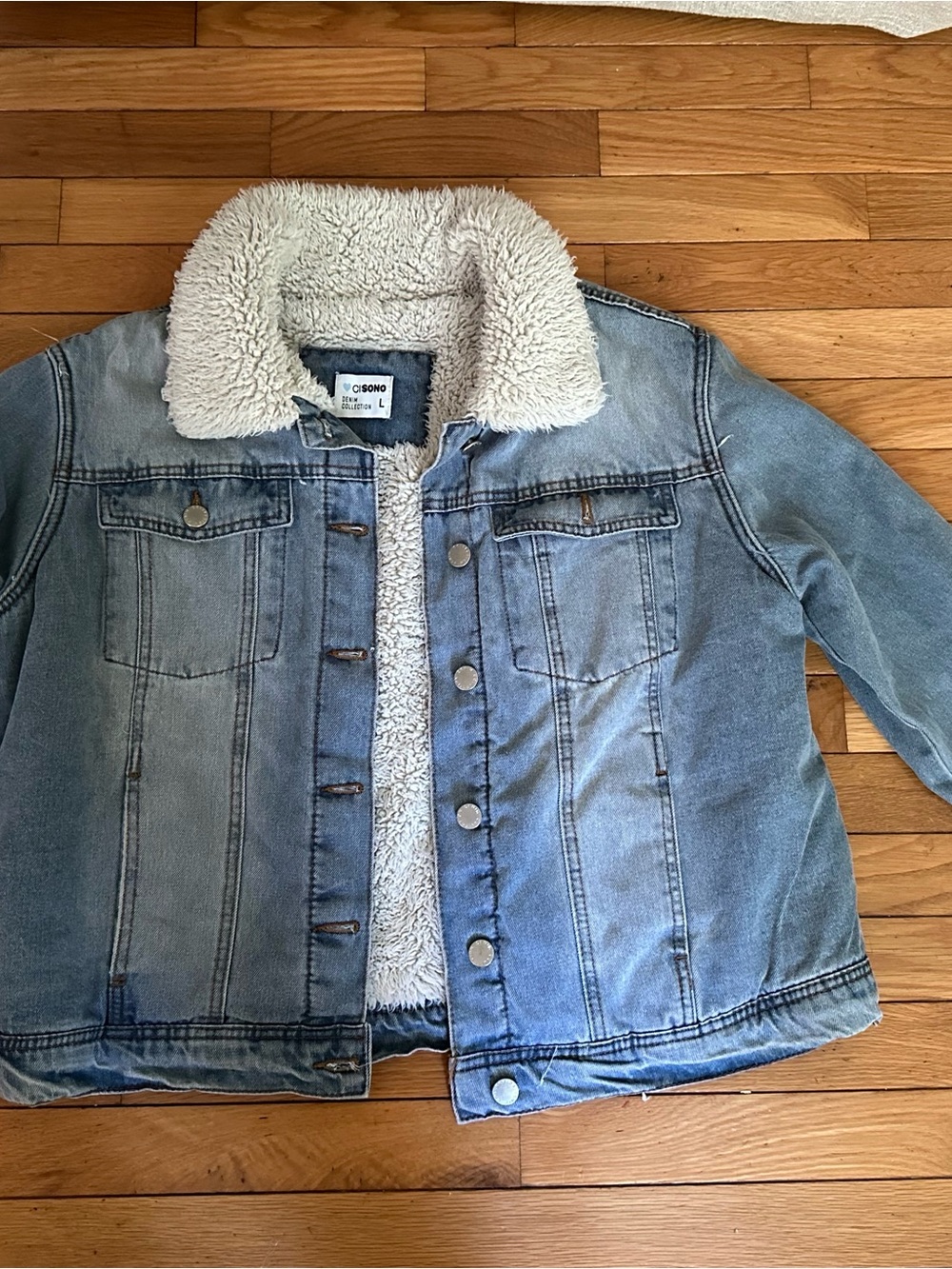 Light Wash Sherpa-Lined Denim Jacket